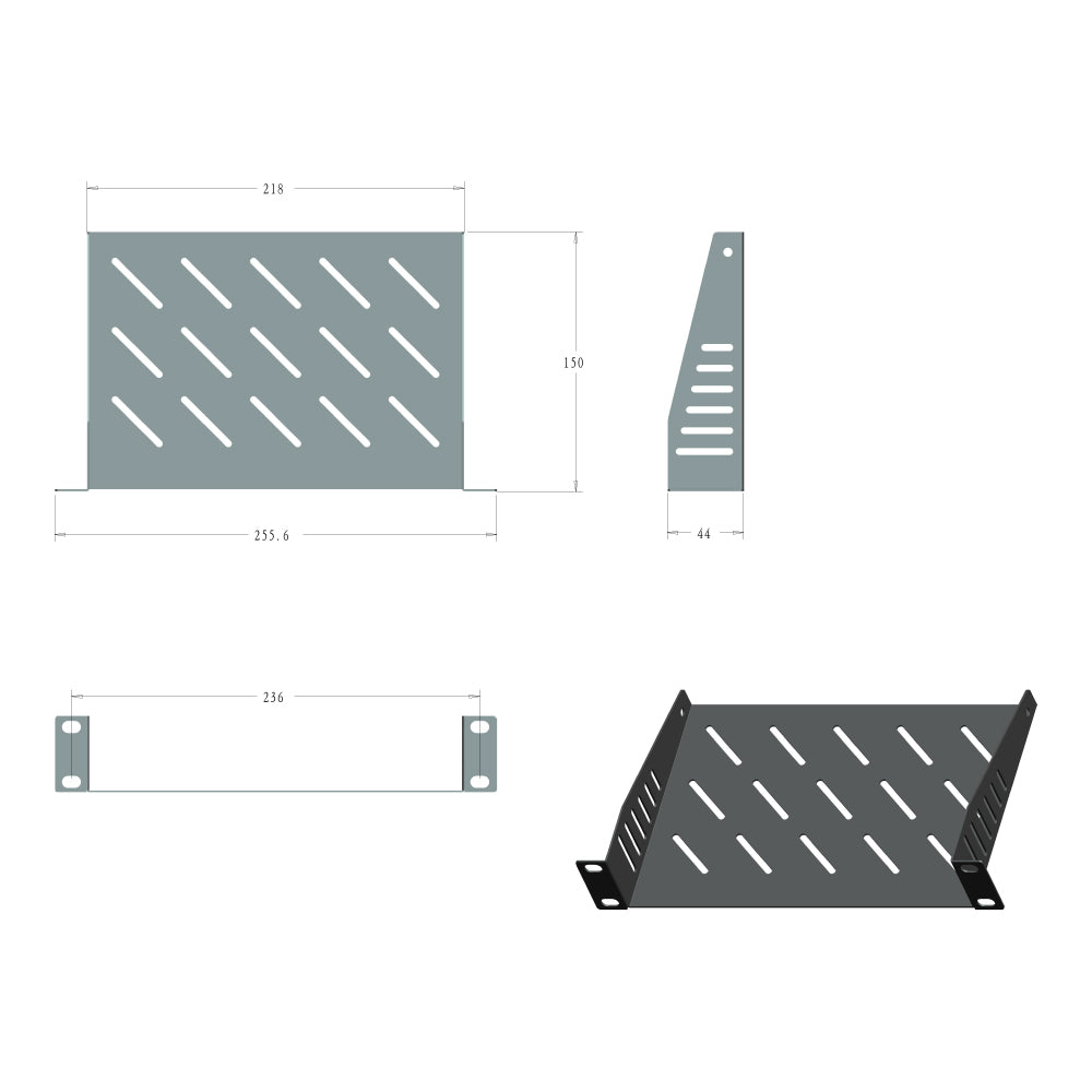 LINKQNET 1U 10-INCH CANTILEVER SHELF - 150MM DEEP - image 2