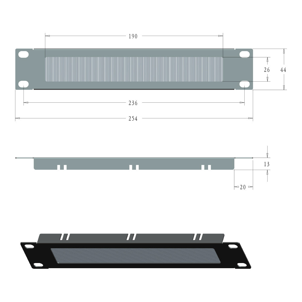 LINKQNET 1U 10-INCH BRUSH PANEL - image 2