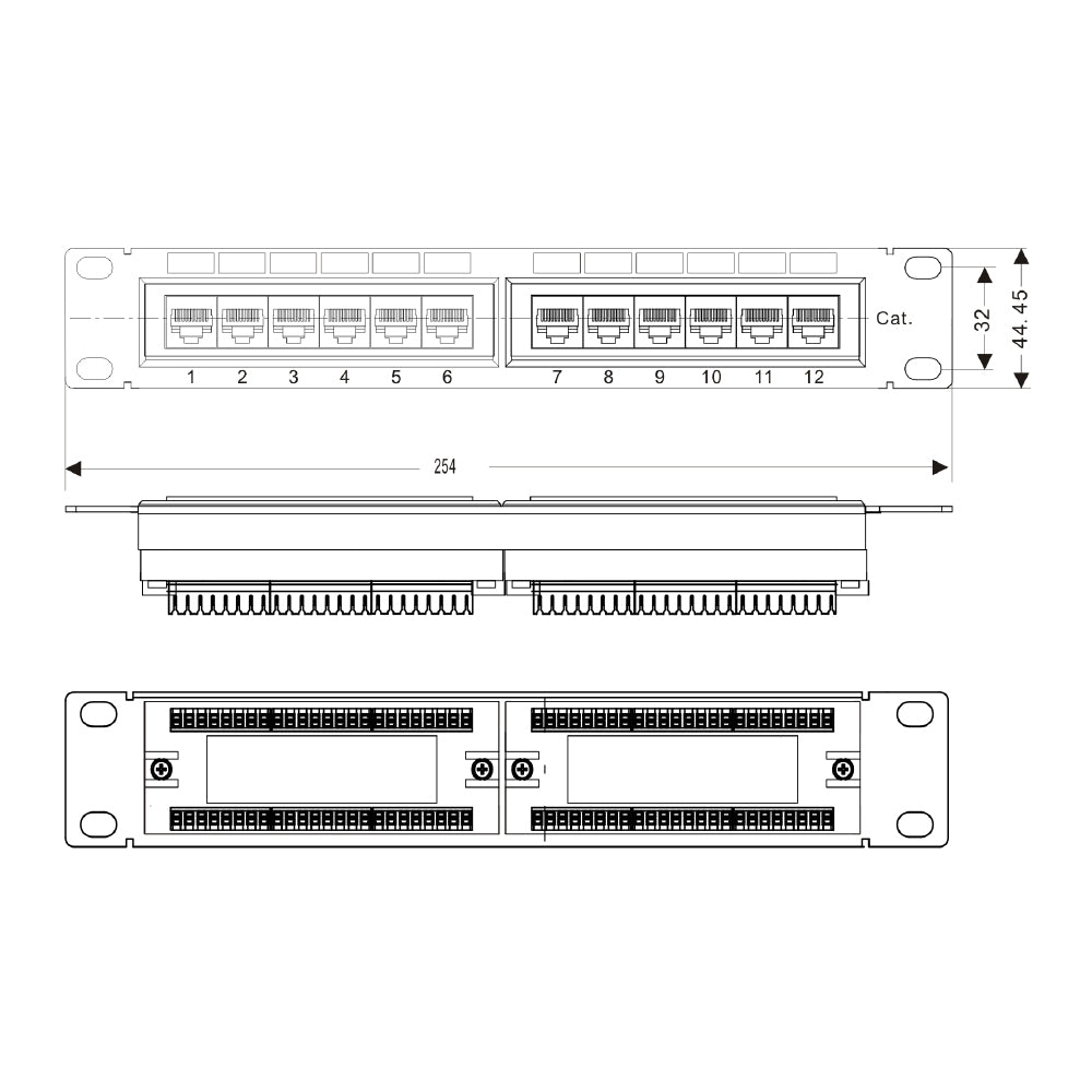 LINKQNET 1U 10-INCH 12-PORT CAT6 PATCH PANEL - image 3