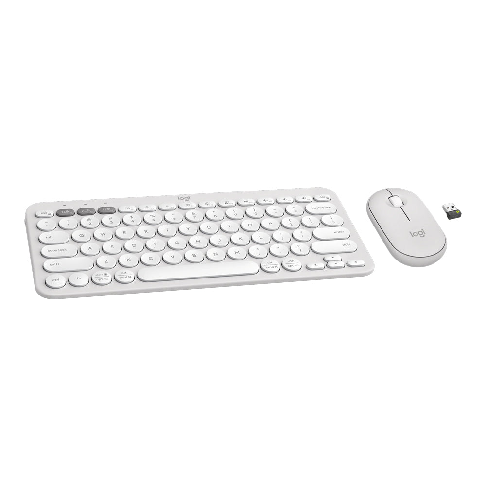 LOGITECH PEBBLE 2 COMBO BLUETOOTH SLIM KEYBOARD AND MOUSE - TONAL WHITE (920-012240)