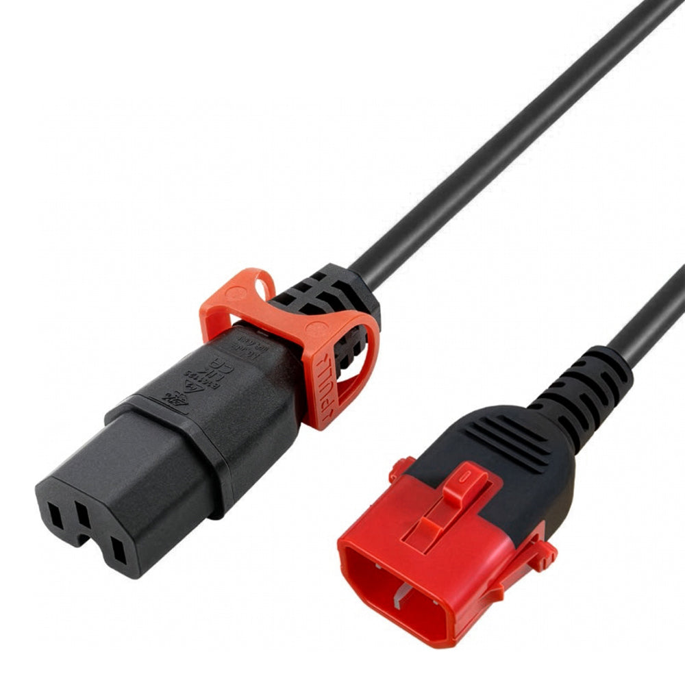 IEC LOCK PC3874 2M C14 DUAL-LOCK TO C15 LOCKING POWER CABLE - BLACK