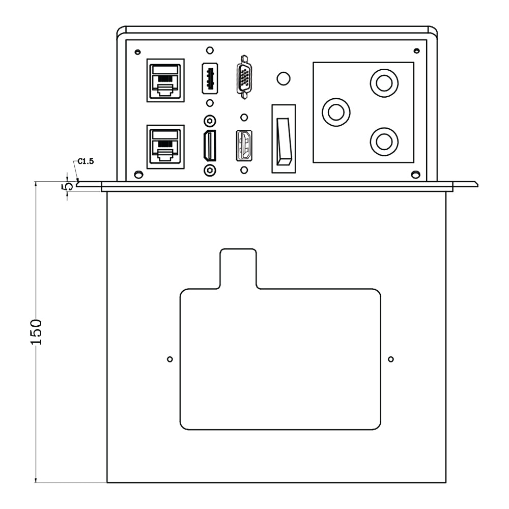 LINKQNET DMS-786 POP-UP RECESSED DESKTOP CONNECTIVITY BOX WITH POWER, HDMI, DISPLAYPORT AND VGA - image 4