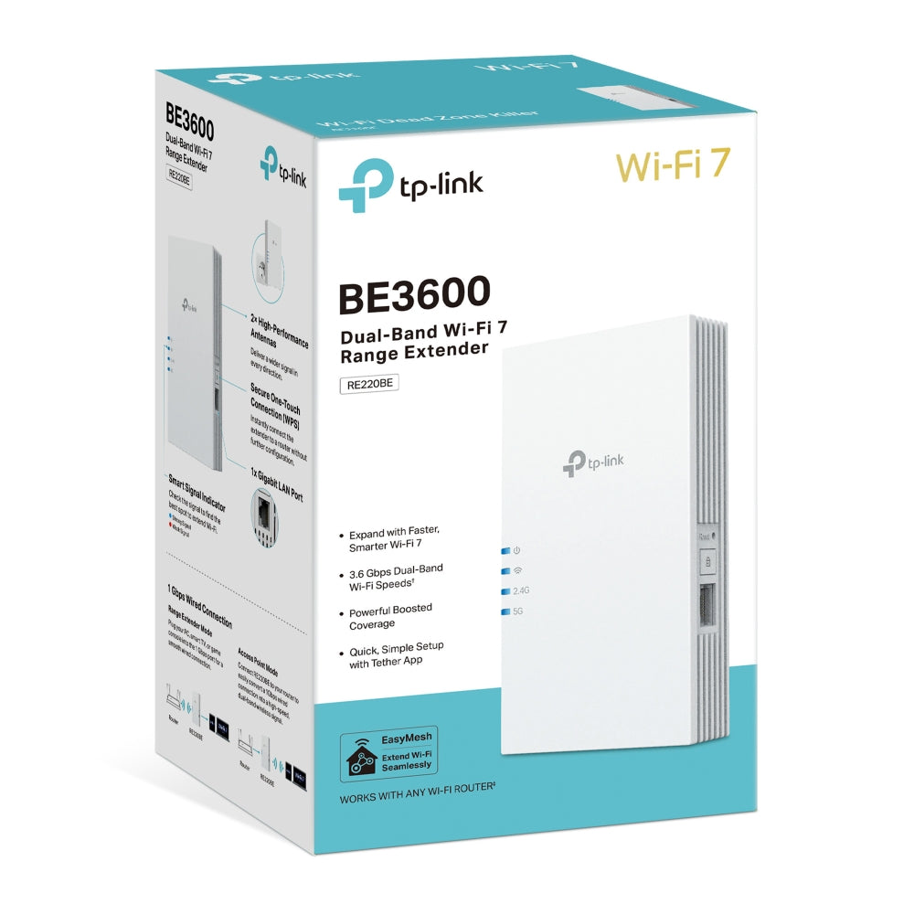 TP-LINK RE220BE BE3600 DUAL-BAND WI-FI 7 RANGE EXTENDER - EASYMESH COMPATIBLE - image 5
