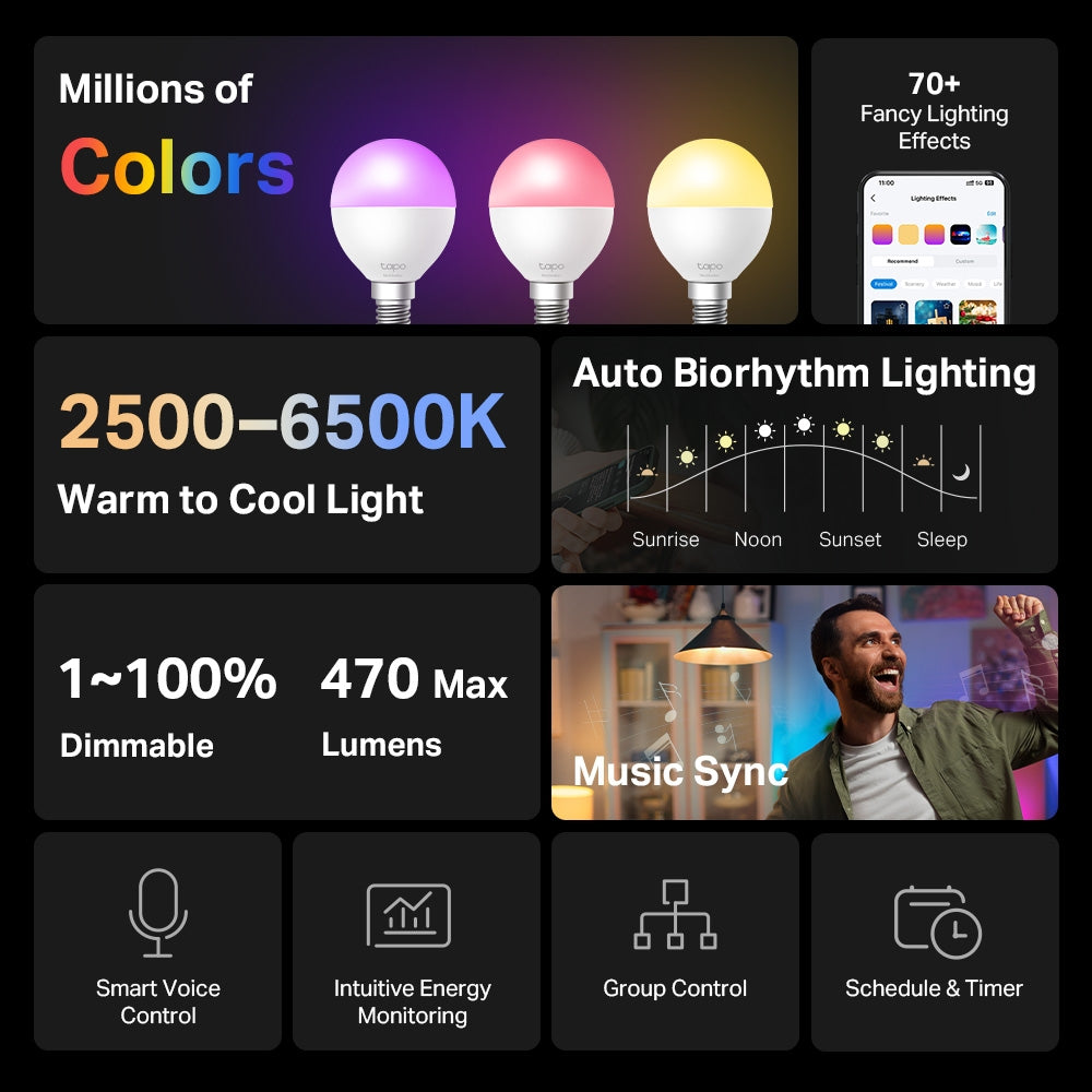 TP-LINK TAPO L430P SMART WI-FI P45/E14 MULTICOLOURED LIGHT BULB - image 4