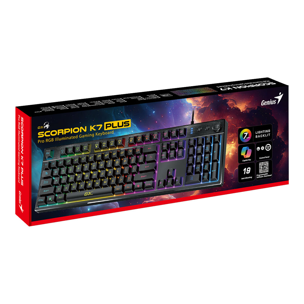 GENIUS SCORPION K7 PLUS 1.8M USB RGB ILLUMINATED GAMING KEYBOARD WITH CONTROL KNOB - image 5