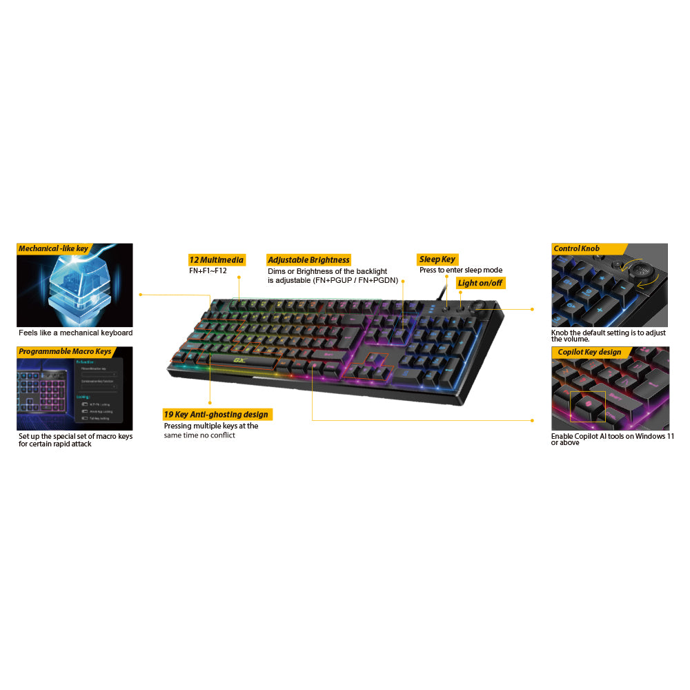 GENIUS SCORPION K7 PLUS 1.8M USB RGB ILLUMINATED GAMING KEYBOARD WITH CONTROL KNOB - image 6