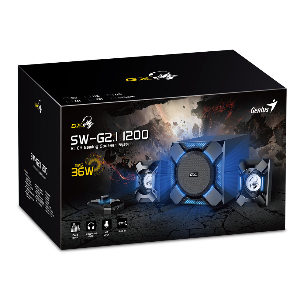 GENIUS SW-G2.1 1200 36W 2.1 CHANNEL GAMING SPEAKER SYSTEM WITH IN-LINE CONTROL POD - image 6
