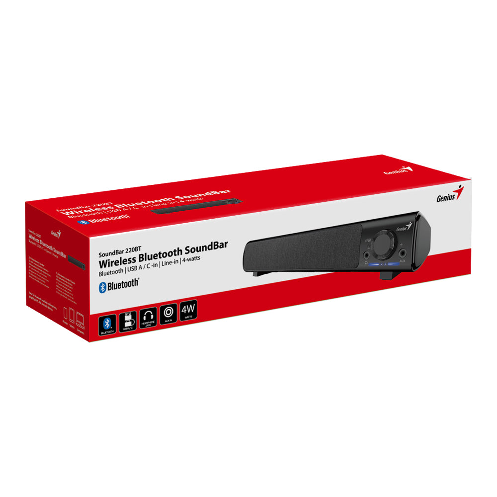 GENIUS 220BT 4W BLUETOOTH SOUNDBAR WITH AUX-IN AND HEADPHONE-OUT JACK - image 5