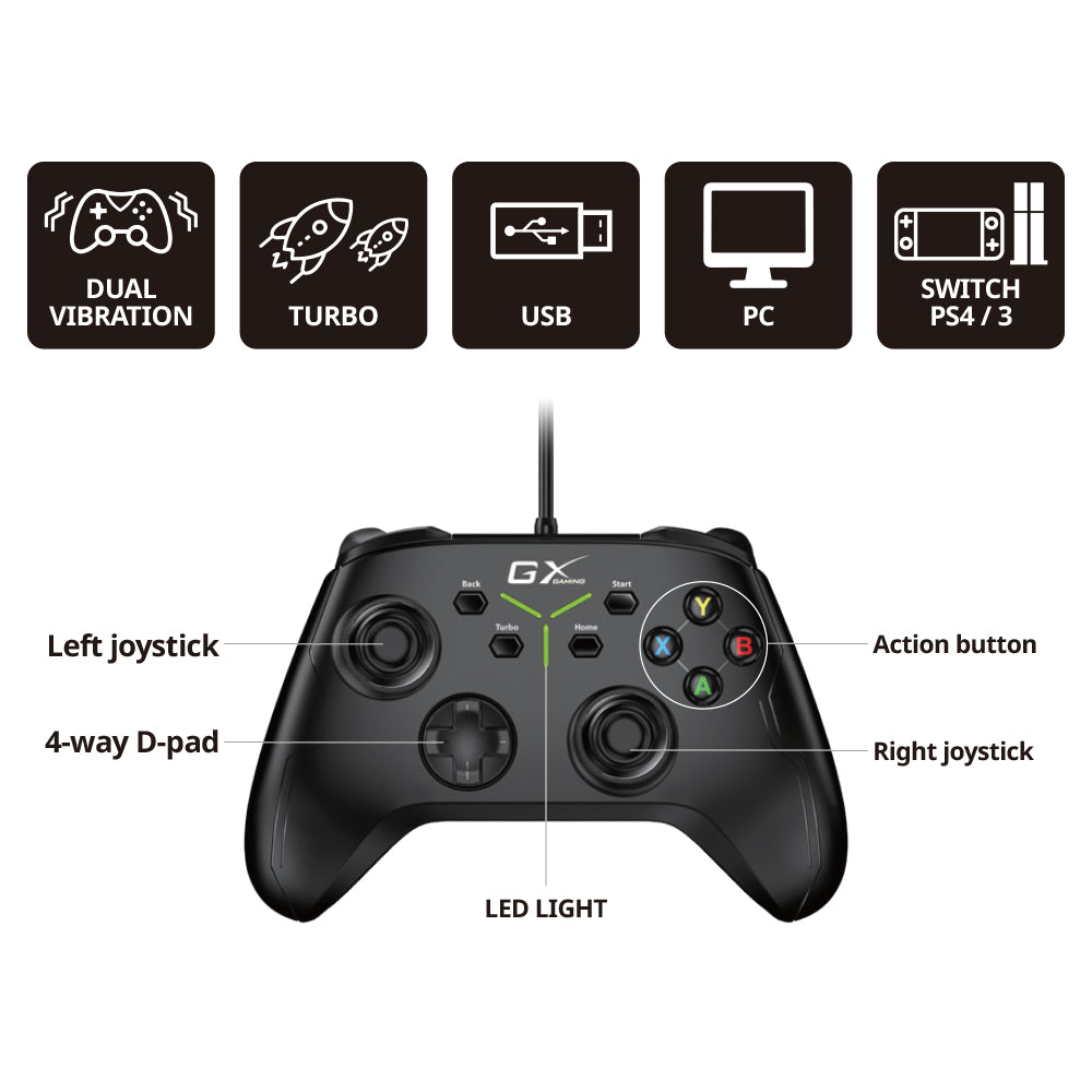 GENIUS MAXFIRE GX-21UV 1.8M USB WIRED GAMEPAD WITH DUAL VIBRATION - image 7