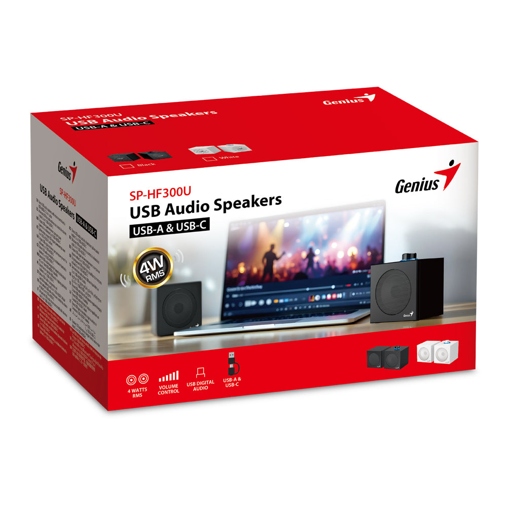 GENIUS SP-HF300U 4W USB STEREO SPEAKERS WITH DUAL USB TYPE-A/TYPE-C CONNECTOR - BLACK - image 5