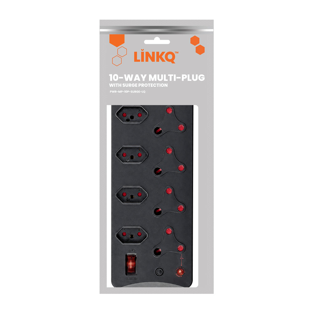 LINKQNET 10-PORT MULTIPLUG WITH SURGE PROTECTION - BLACK