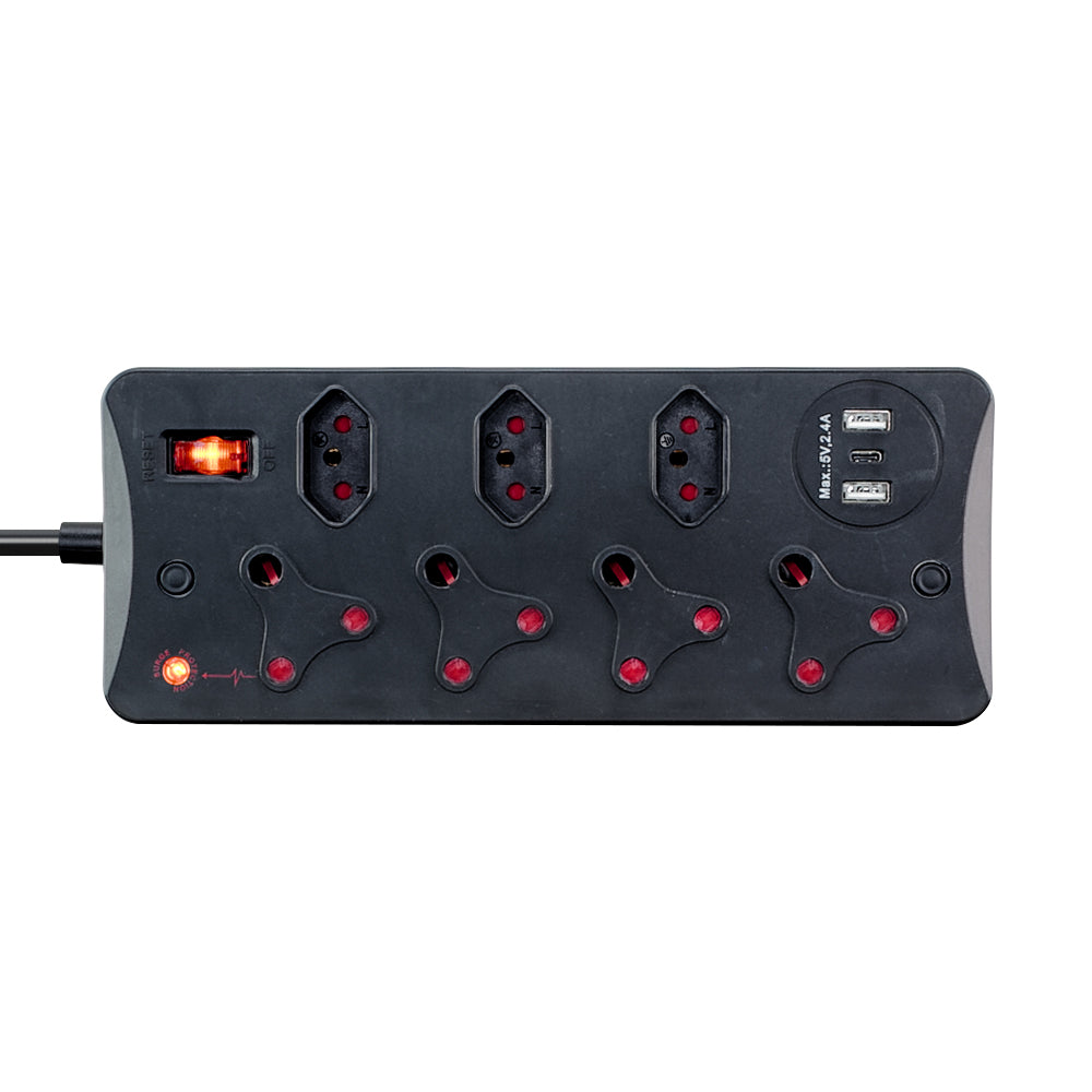 LINKQNET 7-PORT MULTIPLUG WITH SURGE PROTECTION AND USB CHARGING - BLACK - image 2