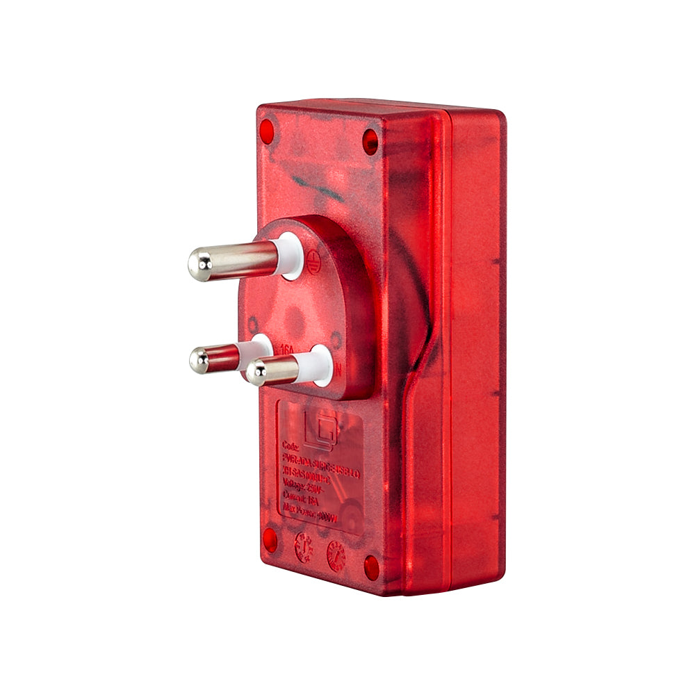 LINKQNET 2-PORT SURGE PROTECTION ADAPTER WITH USB CHARGING - TRANSPARENT RED - image 2