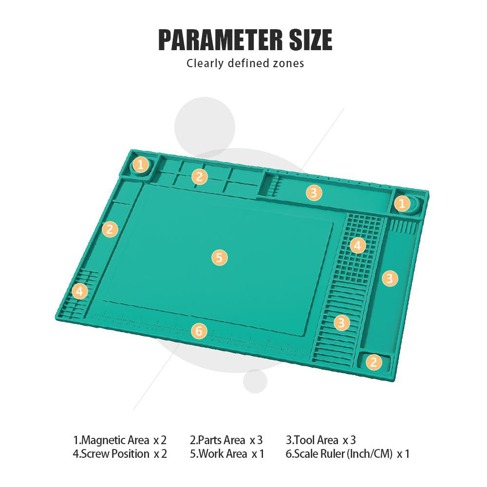 PROSKIT DP-4530 500°C HEAT-RESISTANT SILICONE SOLDERING MAT WITH TOOL AND COMPONENT ORGANISER - image 3