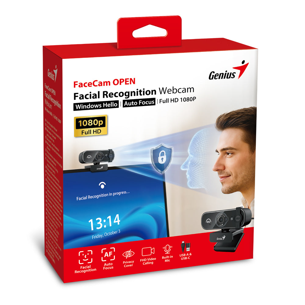 GENIUS FACECAM OPEN 1.5M USB 1080P FACIAL RECOGNITION WEBCAM SUPPORTING WINDOWS HELLO AND AUTO FOCUS - image 8