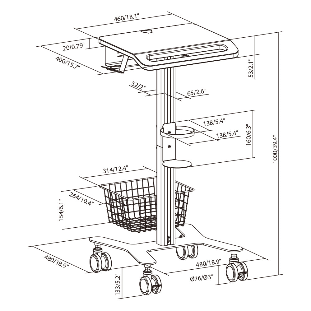 LINKQNET MED06-1 FIXED-HEIGHT MULTI-STORAGE MEDICAL CART, 20KG CAPACITY - image 5