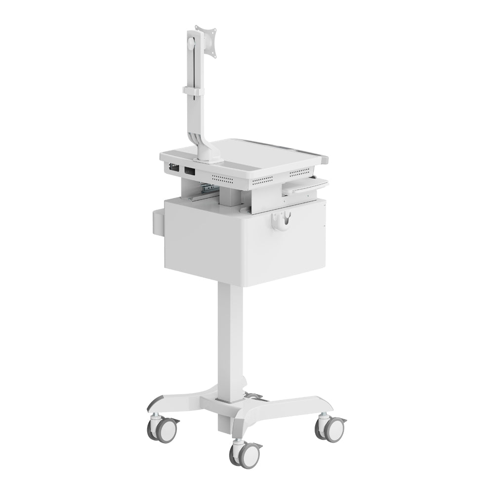 LINKQNET MED08-2 PNEUMATIC HEIGHT-ADJUSTABLE MEDICAL CART WITH 17-32" MONITOR ARM AND DRAWERS - image 2