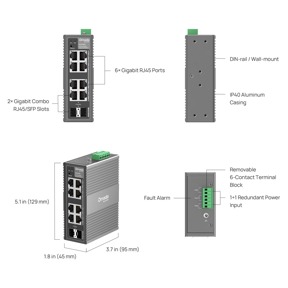 TP-LINK OMADA IES208G 8-PORT GIGABIT INDUSTRIAL EASY MANAGED SWITCH WITH 2× RJ45/SFP COMBO SLOTS - image 7