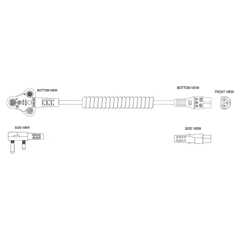 LINKQNET DEDICATED IEC C5 CLOVER COILED POWER CABLE - 0.6 to 1.8M - image 2