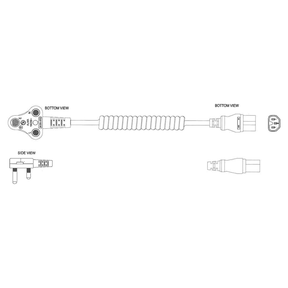 LINKQNET DEDICATED IEC C15 HOT-SOCKET COILED POWER CABLE - 0.6 TO 1.8M - image 2