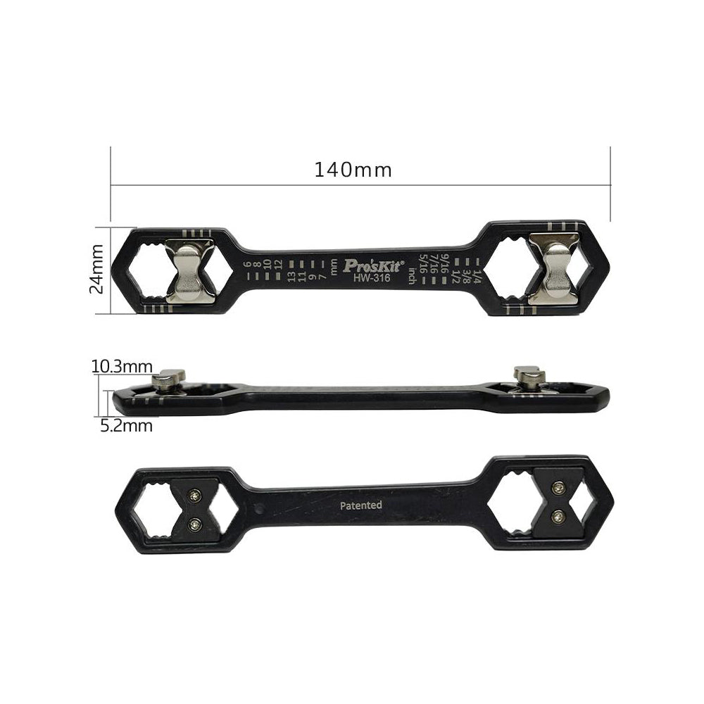 PROSKIT HW-316 14-IN-1 METRIC AND IMPERIAL MULTI-SIZE COMBINATION WRENCH - image 3