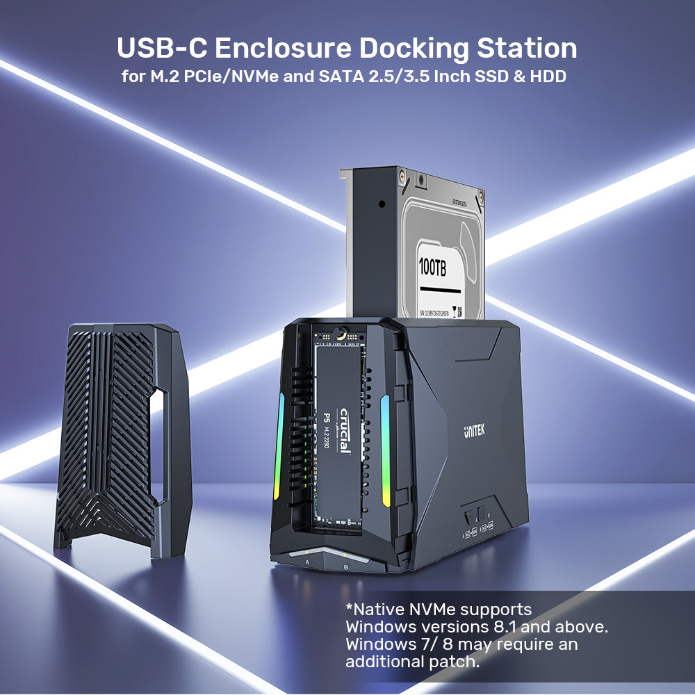 UNITEK S1234B USB3.2 GEN2 TYPE-C 10GBPS M.2 NVME AND 2.5/3.5" SATA HDD/SSD DOCKING STATION - image 8