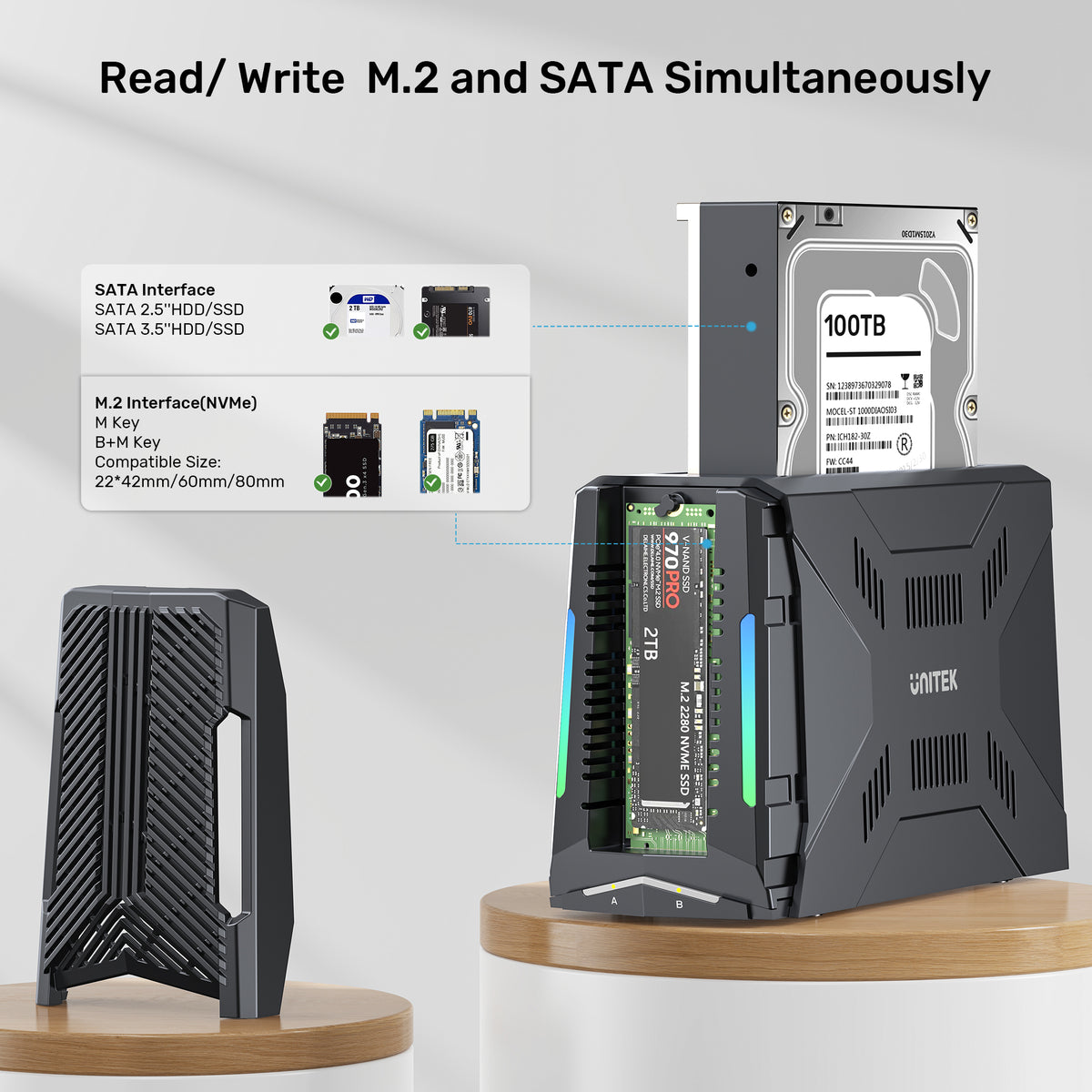UNITEK S1234B USB3.2 GEN2 TYPE-C 10GBPS M.2 NVME AND 2.5/3.5" SATA HDD/SSD DOCKING STATION - image 10