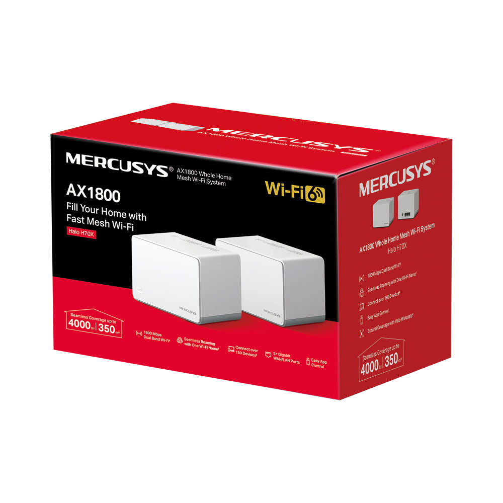MERCUSYS HALO H70X | AX1800 WHOLE HOME MESH WI-FI 6 SYSTEM 2 Pack