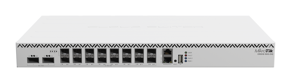 MikroTik Cloud Router Switch 16 Port SFP28 2 QSFP28 | MT-RBCRS518-16XS-2XQ-RM