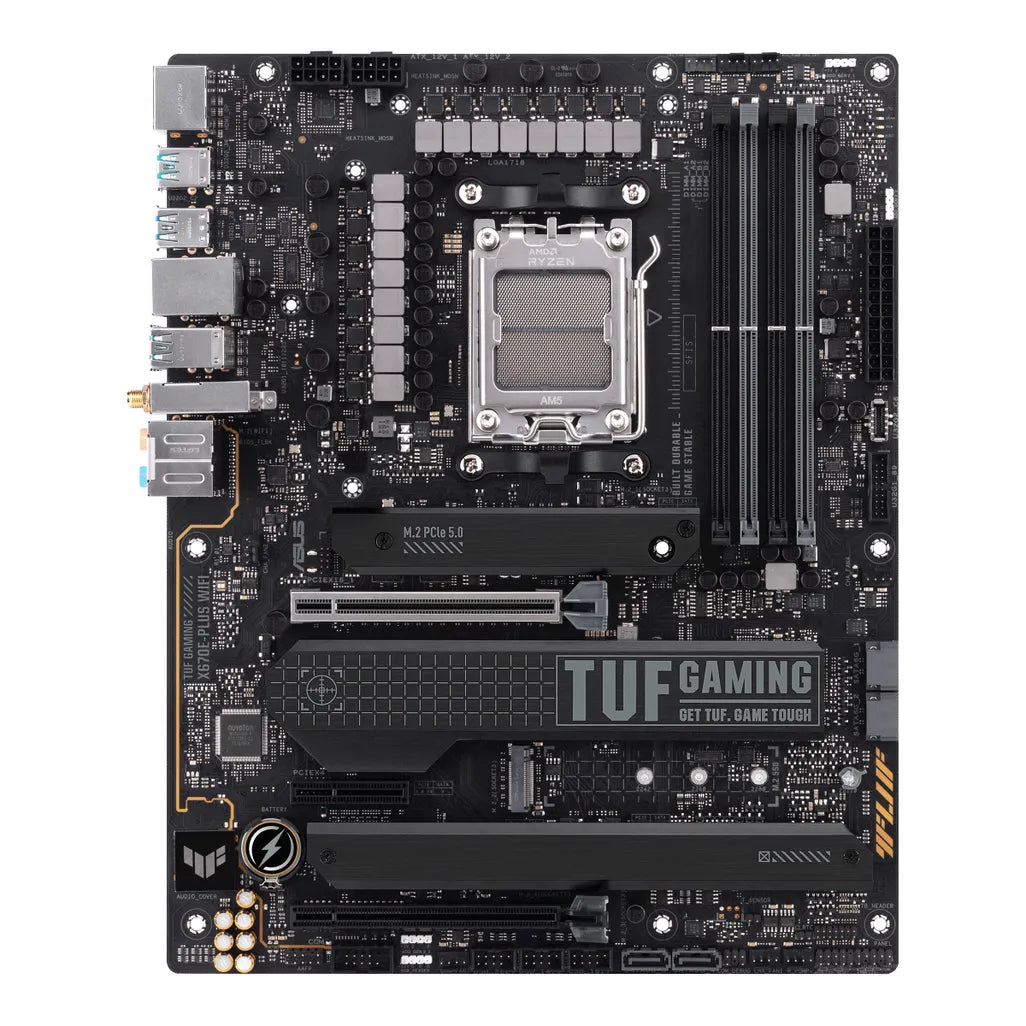 ASUS TUF GAMING X670E-PLUS WIFI, AMD, Socket AM5, AMD Ryzen 5 7th Gen, AMD Ryzen 7 7th Gen, AMD Ryzen 9 7th Gen, Socket AM5, DDR5-SDRAM, 192 GB