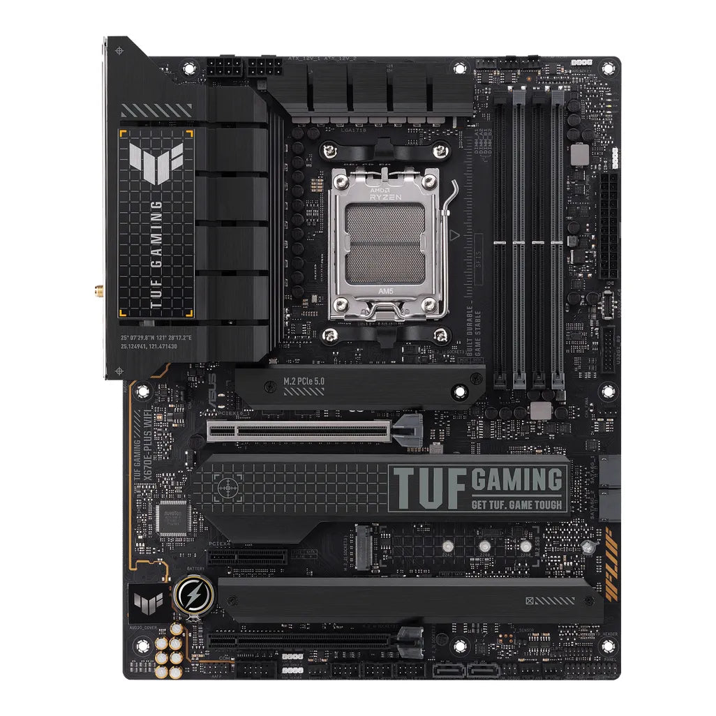 ASUS TUF GAMING X670E-PLUS WIFI, AMD, Socket AM5, AMD Ryzen 5 7th Gen, AMD Ryzen 7 7th Gen, AMD Ryzen 9 7th Gen, Socket AM5, DDR5-SDRAM, 192 GB