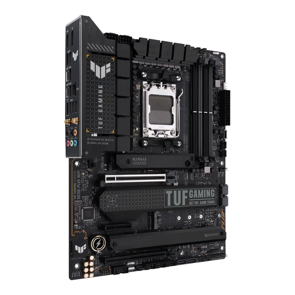 ASUS TUF GAMING X670E-PLUS WIFI, AMD, Socket AM5, AMD Ryzen 5 7th Gen, AMD Ryzen 7 7th Gen, AMD Ryzen 9 7th Gen, Socket AM5, DDR5-SDRAM, 192 GB