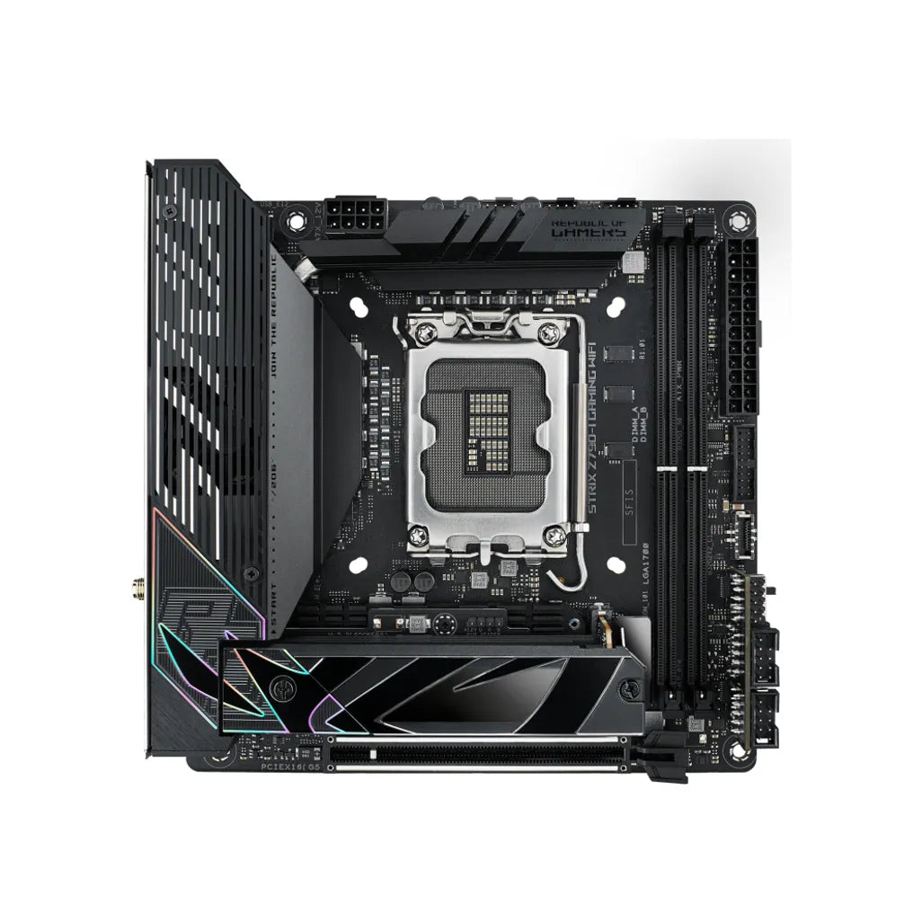 ASUS ROG STRIX Z790-I GAMING WIFI, AMD, LGA 1700, Intel® Celeron®, Intel® Core™ i3, Intel® Core™ i5, Intel® Core™ i7, Intel® Core™ i9,..., LGA 1700, DDR5-SDRAM, 64 GB