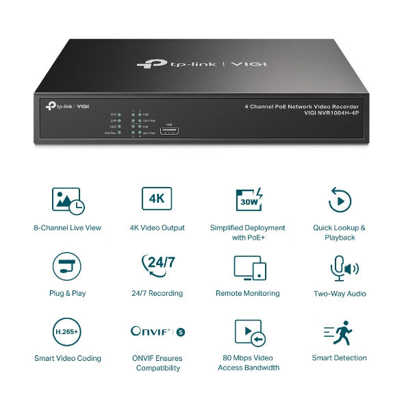 TP-Link VIGI 4 Channel PoE Network Video Recorder | TP-VIGI-NVR1004H-4P - image 2