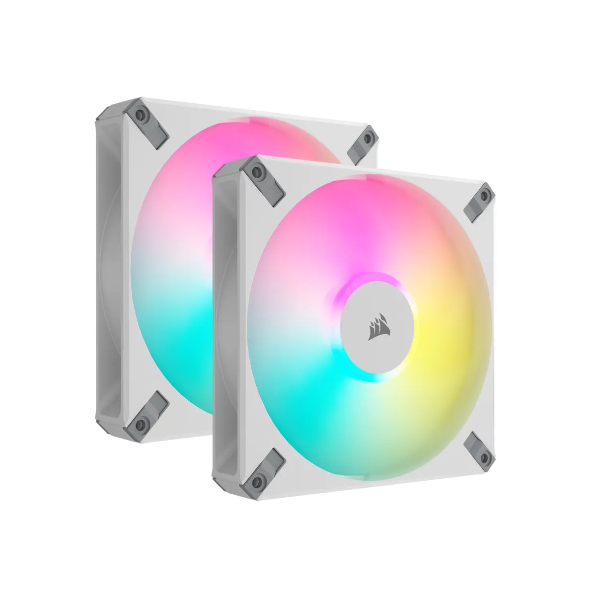 Corsair AF ELITE Series; AF140 RGB ELITE WHITE; 140mm Fluid Dynamic RGB Fan with AirGuide; Dual Pack with Lighting Node CORE - image 2