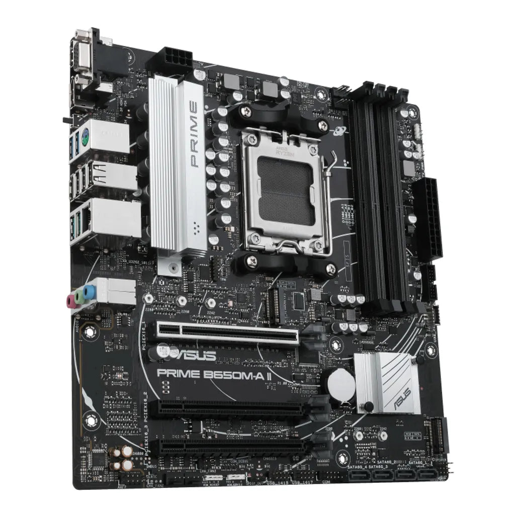 ASUS PRIME B650M-A II, AMD, Socket AM5, AMD Ryzen™ 7, DDR5-SDRAM, 128 GB, DIMM