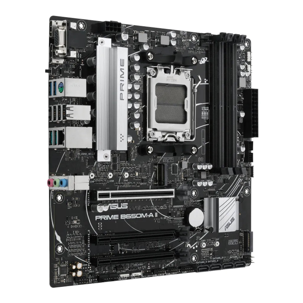 ASUS PRIME B650M-A II, AMD, Socket AM5, AMD Ryzen™ 7, DDR5-SDRAM, 128 GB, DIMM