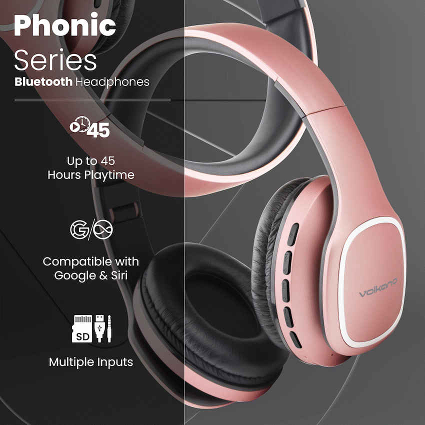 Volkano Phonic Series Bluetooth Full-Size Headphones - Rose Gold - image 10