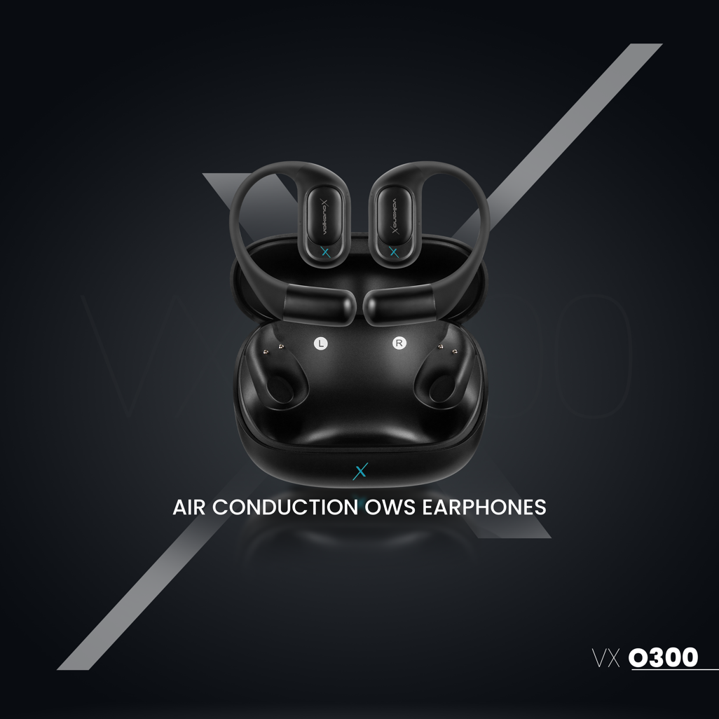 VolkanoX O300 Air Conduction OWS Earphones - Black
