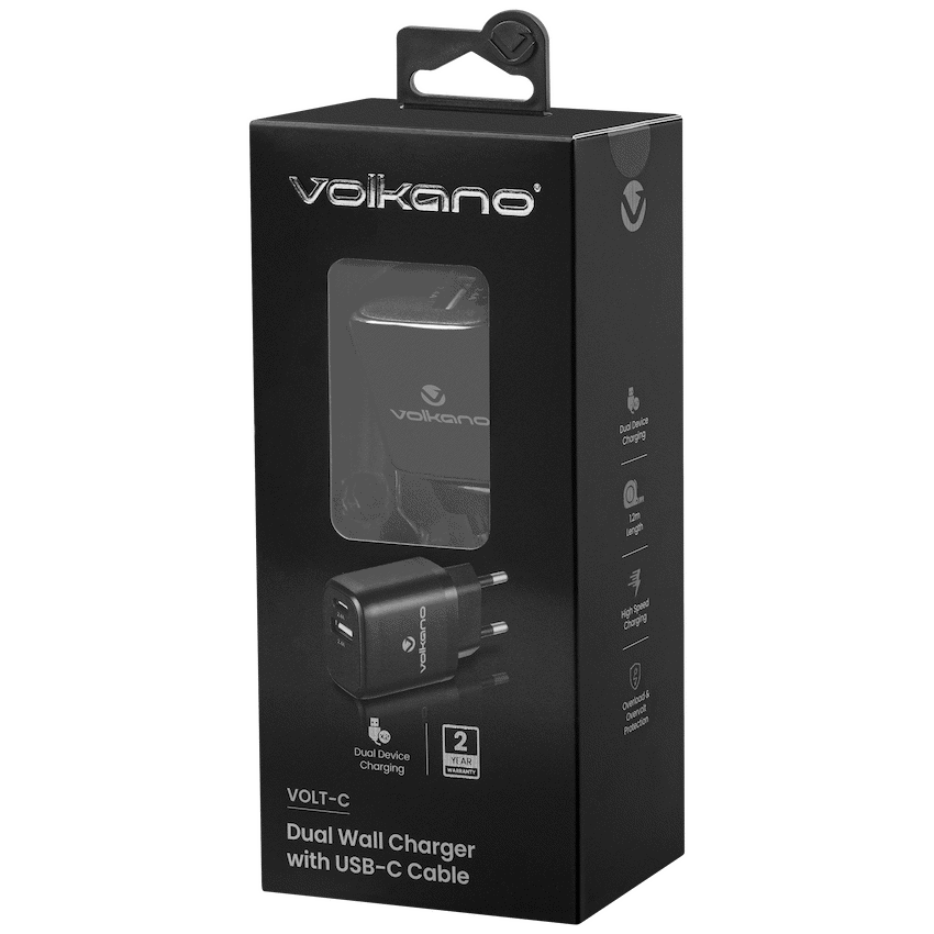 Volkano Volt-C Series Dual USB and USB-C Wall Charger with USB to USB-C Cable Included - image 10