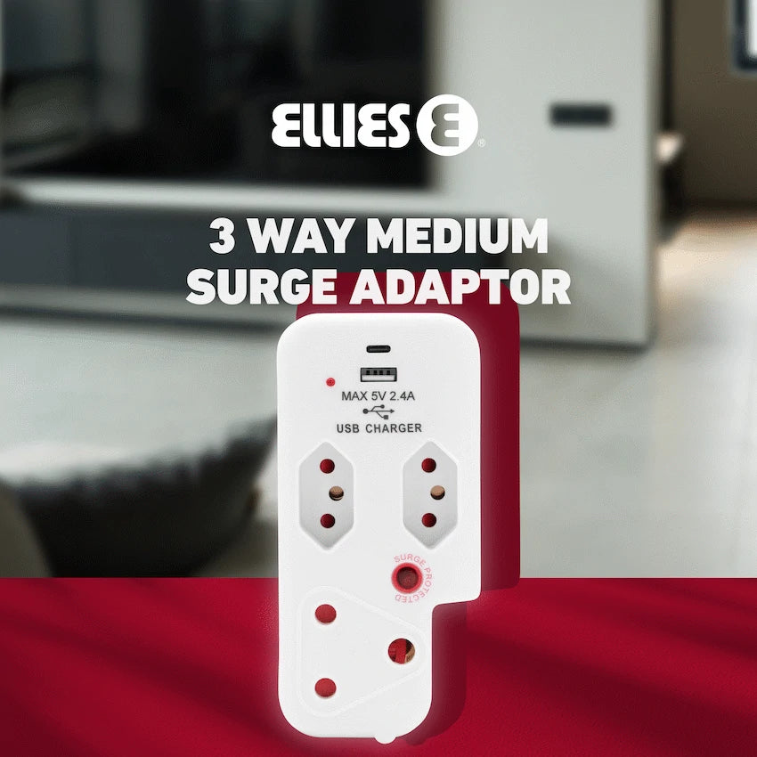 Ellies 3 Way Surge Adaptor with Type C + USB - WT - image 10