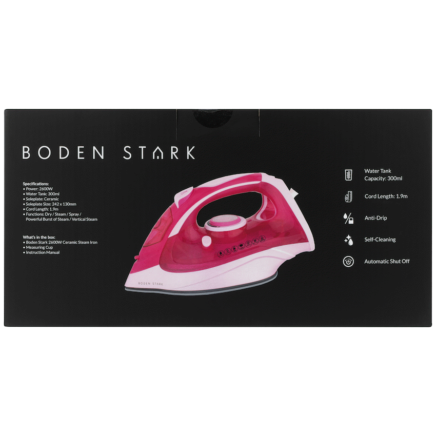Boden Stark 2600W Ceramic Steam Iron - Pink - image 10