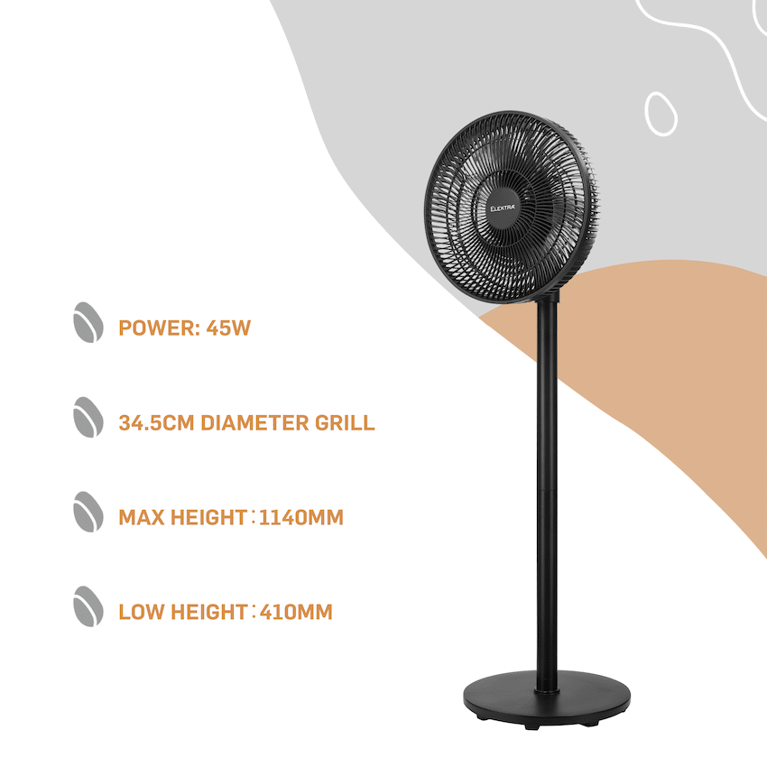 Elektra 30cm Stand Fan - Black - image 10