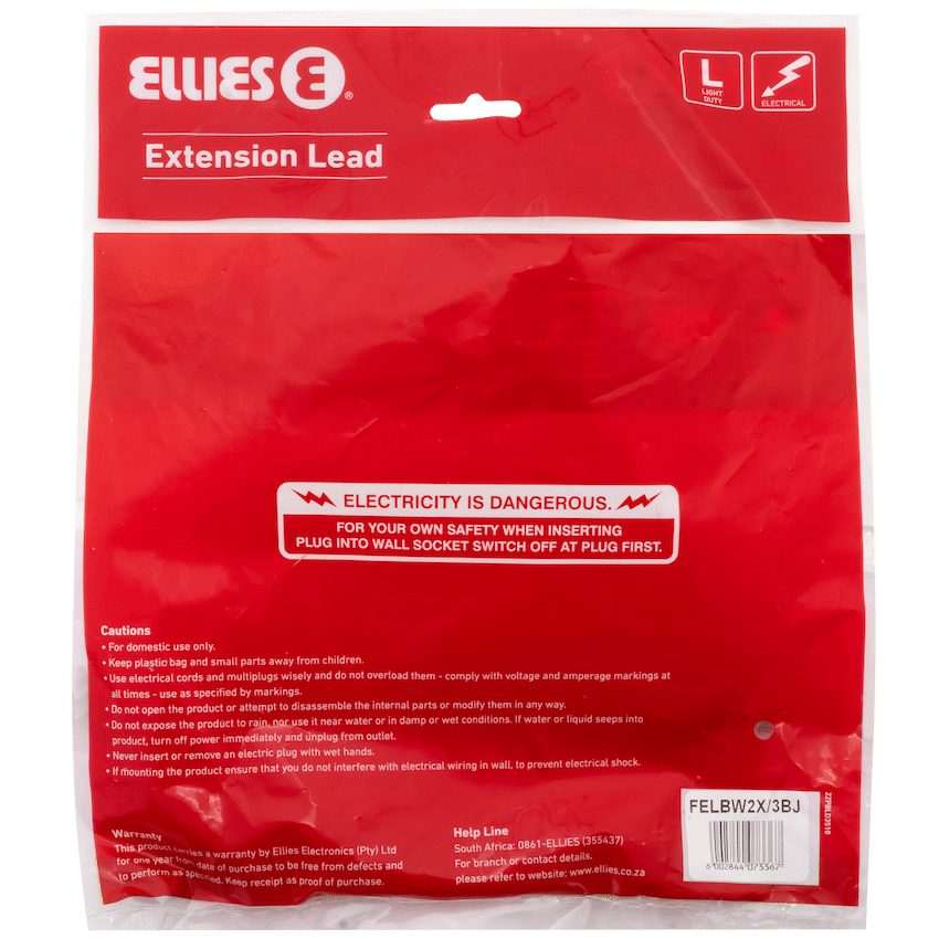 Ellies Back-to-Back Light-Duty Extension Lead - 3m - image 10