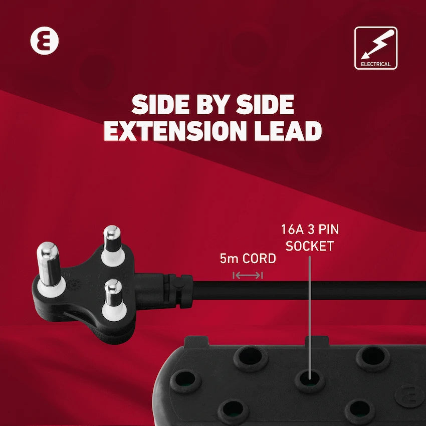 Ellies Side by Side Heavy Duty Extension Lead-5M-BK - image 10