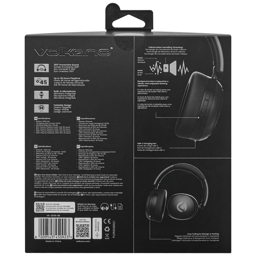 Volkano Lexi Bluetooth Headphone with ANC - Black - image 10