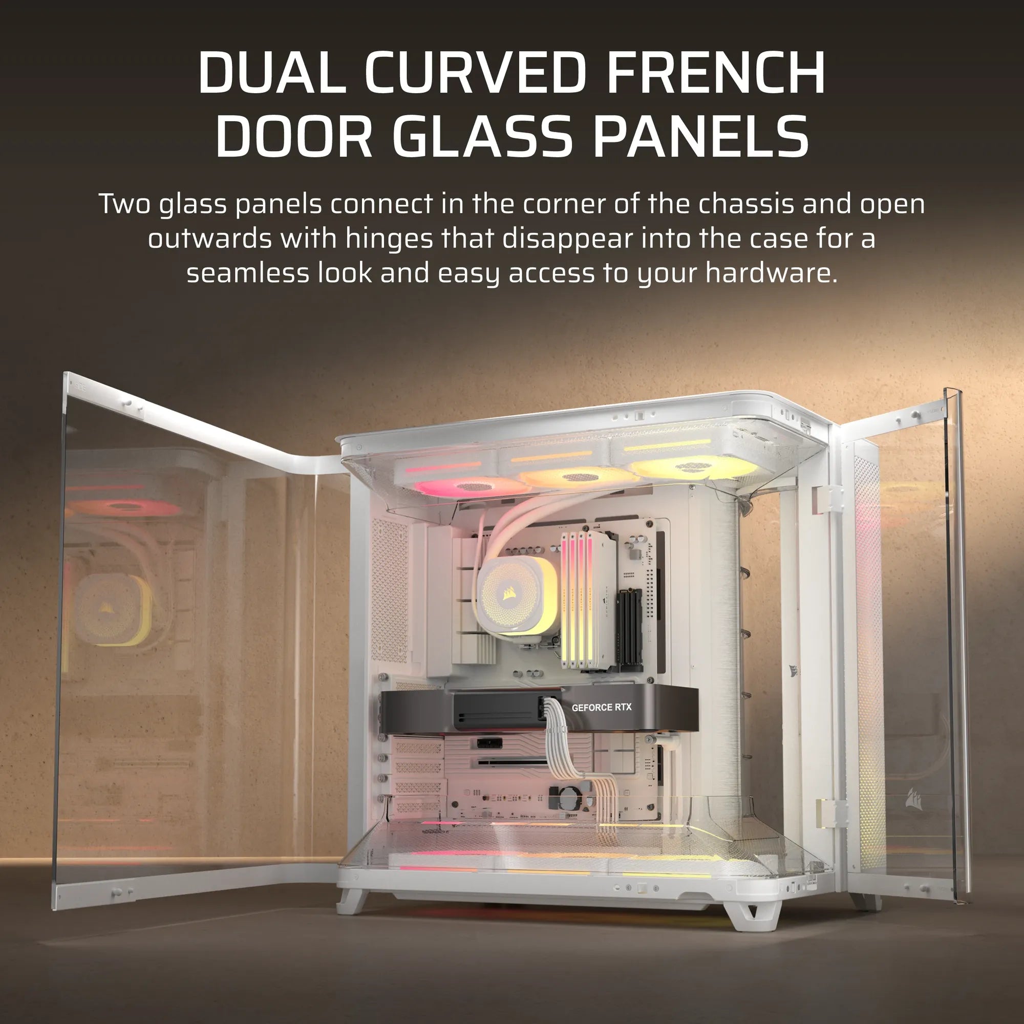 AIR 5400 LX-R RGB iCUE LINK Triple Chamber Mid-Tower PC Case ;3x Fans included;2x 2.5'' ; 1x 3.5''; White - image 3