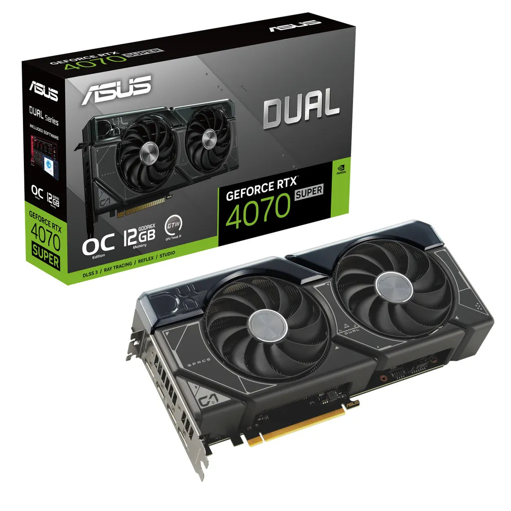 ASUS Dual -RTX4070S-O12G, GeForce RTX 4070 SUPER, 12 GB, GDDR6X, 192 bit, 7680 x 4320 pixels, PCI Express 4.0