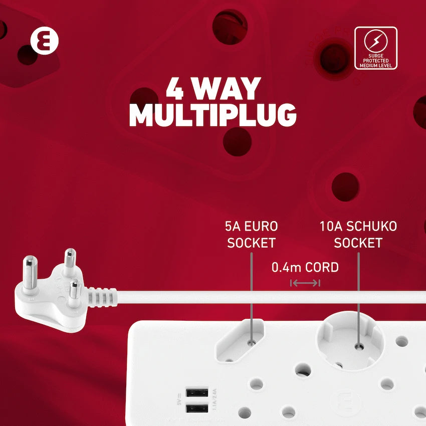 Ellies 4-Way Multiplug - 2 x USB 2.4a - 0.4m - image 11