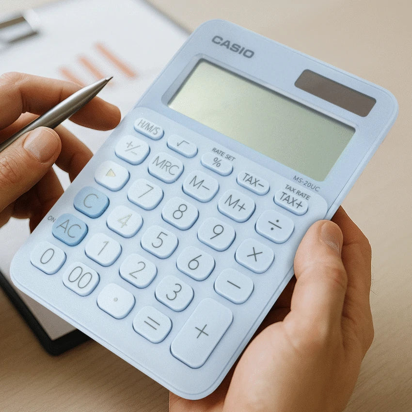 Casio MS-20UC - Desktop Calculator 12-Digit - Light Blue - image 11